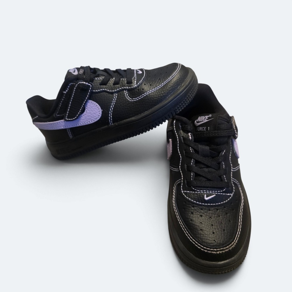 Nike Force 1 LV8 Black Purple Contrast Kids Sneakers Size 12C